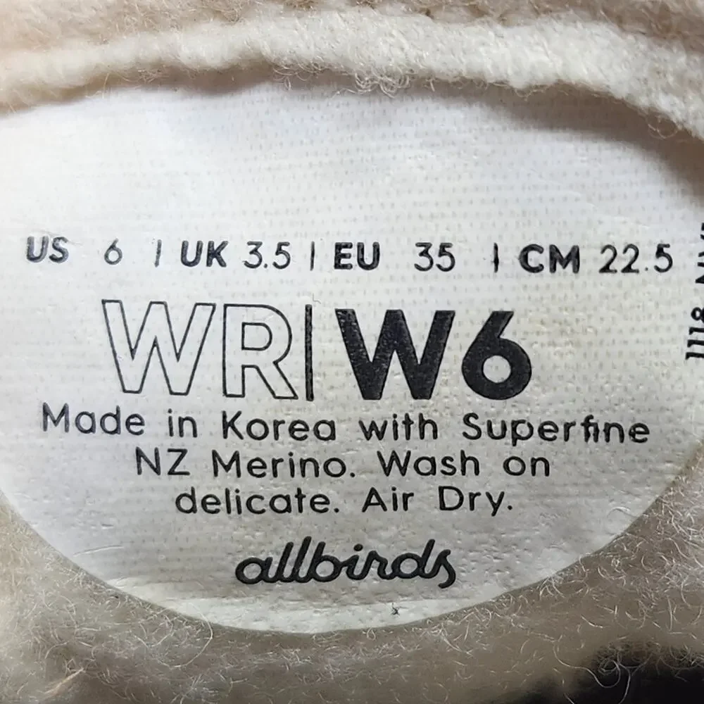 Allbirds Women Wool Runner Sneakers White Cream Size 6 Merino Wool Casual